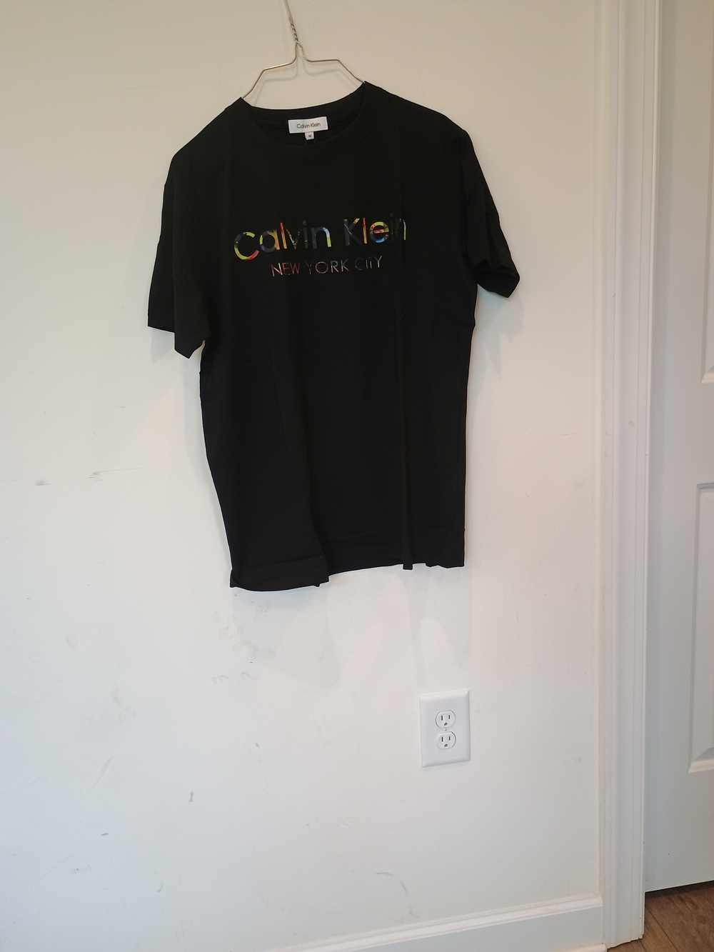 Calvin Klein Black Tee with Multicolor Logo